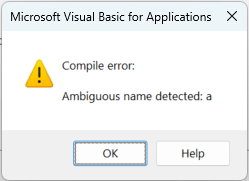 compile error ambiguous name